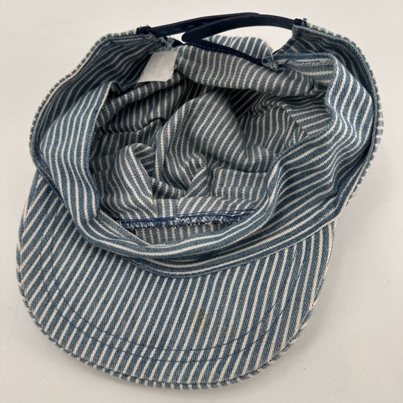 Vintage 90s Oshkosh Railroad Stripe Baby Toddler Hat FLAWS - Picture 2 of 5